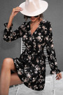 Xs-Xl Spring New Stylish Batch Printing Inelastic With Belt V-Neck Casual Mini Dress
