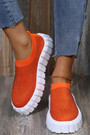 Spring & Summer New Four Colors Orange Rhinestone Decor Breathable Knitted Low-Upper Stylish Thick Bottom Sneakers (Heel Height:2.5Cm)