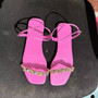 Summer New 4 Colors Solid Color Rhinestone Decor Peep Toe Stylish Sandals
