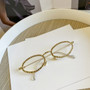 One Pc New Stylish Eight Colors Round Shape Plastic Small Frame Rhinestone Decor Polarized Uv Protection Sunglasses