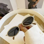 One Pc New Stylish Eight Colors Round Shape Plastic Small Frame Rhinestone Decor Polarized Uv Protection Sunglasses
