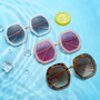 One Pc New Stylish Four Colors Hexagon Shape Plastic Stitching Metal Frame Polarized Sunglasses