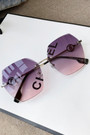 One Pc New Stylish Six Colors Hexagon Shape Metal Frame Letter Glasses Legs Polarized Uv Protection Sunglasses