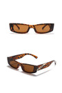 One Pc New Stylish Six Colors Letter Metal Decor Small Square Shape Plastic Frame Polarized Uv Protection Sunglasses