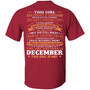This Girl Has Fought A Thousand Battles And Cried Thousand Tears Was Born In December Print On Back Graphic Design Printed Casual Daily Basic Unisex T-Shirt