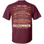This Girl Has Fought A Thousand Battles And Cried Thousand Tears Was Born In December Print On Back Graphic Design Printed Casual Daily Basic Unisex T-Shirt