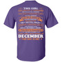 This Girl Has Fought A Thousand Battles And Cried Thousand Tears Was Born In December Print On Back Graphic Design Printed Casual Daily Basic Unisex T-Shirt
