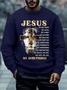 Men Jesus My Everything Lion Cross Letters Regular Fit Sweatshirt