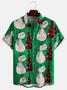 Casual Style Holiday Series Retro Christmas Snowman And Christmas Tree Elements Pattern Short-sleeved Shirt Print Top Christmas Gift