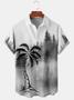 Holiday Style Hawaiian Series Botanical Scenery Coconut Tree Element Pattern Lapel Short-sleeved Chest Pocket Shirt Printed Top