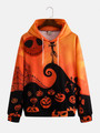 Men's Black Halloween Hoodie Graphic Print Fashion Hooded Long Sleeve Sweatshirt
