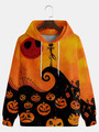 Men's Black Halloween Hoodie Graphic Print Fashion Hooded Long Sleeve Sweatshirt