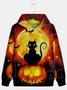 Men's Black Halloween Hoodie Graphic Print Fashion Hooded Long Sleeve Sweatshirt