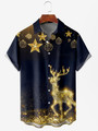 Men's Christmas Printed Moisture Wicking Fabric Fashion Lapel Short Sleeve Hawaiian Shirt Christmas Gift