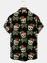 Men's New Christmas Skull Print Casual Breathable Hawaiian Short Sleeve Shirt Christmas Gift