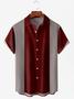 Men's Red Stripe Printed Anti-wrinkle Moisture Wicking Fabric Lapel Short Sleeve Hawaiian Shirt