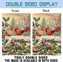 Christmas Garden Flag, Double Sided Rustic Bird Cardinal Holly Berry Branches Snow House Flags Welcome Winter Holiday New Year Porch Sign For Home Lawn Outdoor Decor