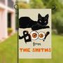 Custom Family Last Name Halloween Garden Flag Double Print Yard Flags Personalized Witch Outdoor Decorations Black Cat