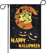 Happy Halloween Garden Flag Vertical Double Sided Printing 2 Layer Spooky Cat Pumpkin Spiders Flags Garden Yard Outdoor Decorations 12 X 18 Inches