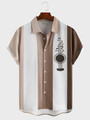 Men's Musical Guitar Element Graphic Print Short Sleeve Shirt