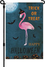 Summer Fall Garden Flag, Flamingo Happy Halloween Trick Or Treat, 12×18 Inch, Double Sided, Vertical Holiday Yard Farmhouse Outdoor Décor