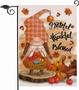 Grateful Thankful Blessed Gnome Turkey Garden Flag Double Sided, Thanksgiving Pumpkin Decorative House Yard Buffalo Plaid Outdoor Small Burlap Fall Autumn Decor Home Outside Decorations 12 X 18