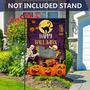 Happy Welcome Halloween Burlap Garden Flag, Double Sided Material, Cat Zombie Pumpkins Decor Outdoor Fall Banner Decorative Small Flags For Yard Lawn Patio Farmhouse