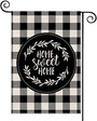 Outdoor Welcome Sign Sweet Home Spring Welcome Garden Flag, Black And White Buffalo Plaid Flag Decor For Rustic Farmhouse Yard Patio Lawn Porch, Flag With Double Sided Print