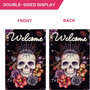 Sugar Roes Flowers Skulls Spring Welcome Garden Flag, Double Sided Welcome Seasonal House Flags, Yard Signs Farm Home Outdoor Decor