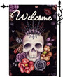 Sugar Roes Flowers Skulls Spring Welcome Garden Flag, Double Sided Welcome Seasonal House Flags, Yard Signs Farm Home Outdoor Decor