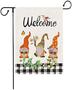 Welcome Gnomes Garden Flags, Spring Vertical Double Sized Burlap Flag For House Yard Outdoor Decor