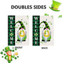 Welcome Gnomes Garden Flags, St Patrick's Day Buffalo Plaid Vertical Double Sized Burlap Flag For House Yard Outdoor