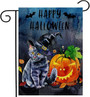 Black Cat Halloween Garden Flag Vertical Double Sized, Pumpkin Bat Yard Holiday Farmhouse Outdoor Decoration