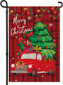 Christmas Garden Flag Inches Double Sided Winter Holiday Merry Christmas Flag Yard Small Burlap Buffalo Plaid Christmas Decorations Red Truck Seasonal Outdoor Xmas Tree Rustic Farmhouse Banner