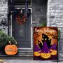 Happy Halloween Jack O Lantern Pumpkin Home Decorative Garden Flag, House Yard Purple Witch Hat Castle Bat Horror Outside Decor, Outdoor Small Burlap Decoration Double Sided 12 X 18