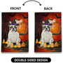 Halloween Garden Flag- White French Bulldog Dog Halloween Garden Flag, Dog Lovers, Dog With Pumpkins, Double Side Printed Garden Flag 12 X 18 Inch