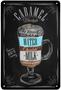 Caramel Tin Sign, Cream Water Chocolate Milk Cafe Glass Mix Striped Sketch Curve Full Line Vintage Metal Tin Signs For Cafes Bars Pubs Shop Wall Decorative Funny Retro Signs