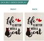 Cat Quote Garden Flag Vertical Double Sided Life Is Better With A Cat, Love Heart Pet Yard Outdoor Decoration Gift For Cat Mom Cat Dad