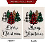 Christmas Garden Flag, Burlap Double-sided Xmas Garden Flag With Buffalo Plaid Christmas Tree, Holiday Xmas Garden Flag, Outdoor Garden Decoration Seasonal Home Decor Yard Flag
