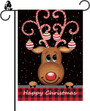 Christmas Garden Flag Reindeer Balls Winter Happy Christmas Buffalo Check Double Sided Vertical Burlap Cute Outdoor Decorative Seasonal Yard Decor
