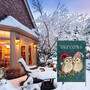 Cute Owl Christmas Garden Flag Vertical Double Sided Welcome Garden Flag, Christmas Winter Holiday Rustic Yard Outdoor Decoration