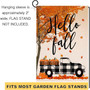 Fall Pumpkin Small Garden Flag 12x18 Inch Buffalo Truck Vertical Double Sided Thanksgiving Maple Leaves Burlap Yard Outdoor Decor