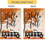 Fall Pumpkin Small Garden Flag 12x18 Inch Buffalo Truck Vertical Double Sided Thanksgiving Maple Leaves Burlap Yard Outdoor Decor