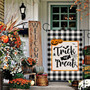 Halloween Garden Flag Trick Or Treat Double Sided Holiday Seasonal Small Fall Yard Flags Buffalo Plaid Check Decorations Outdoor Banner Autumn Pumpkin Burlap Decorative Outside Sign