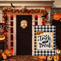 Halloween Garden Flag Trick Or Treat Double Sided Holiday Seasonal Small Fall Yard Flags Buffalo Plaid Check Decorations Outdoor Banner Autumn Pumpkin Burlap Decorative Outside Sign