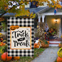 Halloween Garden Flag Trick Or Treat Double Sided Holiday Seasonal Small Fall Yard Flags Buffalo Plaid Check Decorations Outdoor Banner Autumn Pumpkin Burlap Decorative Outside Sign