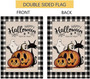Halloween Pumpkin Cat Ghost Garden Flag Vertical Double Sided Black Buffalo Check Burlap Yard Outdoor Decor