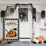 Halloween Pumpkin Cat Ghost Garden Flag Vertical Double Sided Black Buffalo Check Burlap Yard Outdoor Decor