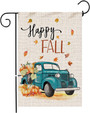 Happy Fall Garden Flag, Vertical Double Sided Burlap Seasonal Autumn Pumpkin Farm Truck Garden Flags, Fall Thanksgiving Harvest Rustic Yard Outdoor Decoration 12 X 18 Inch