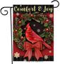 Happy Holidays Christmas Home Decorative Garden Flag, Xmas House Yard Comfort And Joy Cardinal Bird Outside Decor, Winter Outdoor Small Decoration Double Sided 12x18